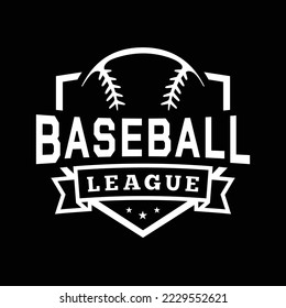 Baseball league shield emblem. Graphic design for t-shirt. Vector and illustration.