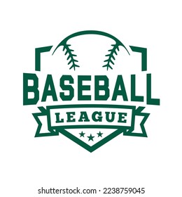 Baseball league shield emblem. Graphic design for t-shirt. Vector and illustration.