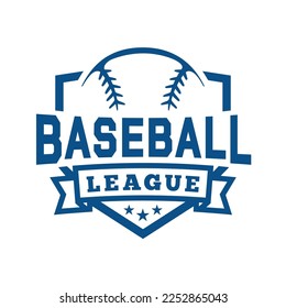 Baseball league shield emblem. Graphic design for t-shirt. Vector and illustration.