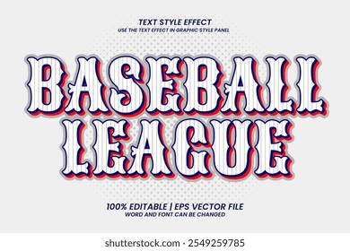 Liga de Beisebol Efeito de Texto Editável Estilo Vintage