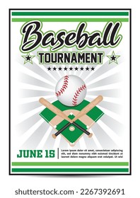 Baseball league tournament flyer poster design vector 