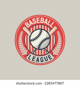 Baseball League Vintage Badge Logo Design 