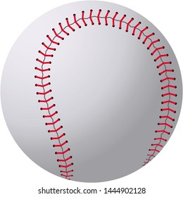 Baseball Leather Ball Close-up Isolated On White. SoftBall Base Ball. Realistic Baseball Icon. Vector Illustration, eps 10