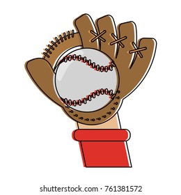 Baseball leather glove and ball