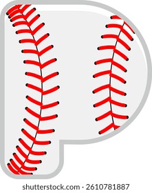 Baseball Letter Vector Element Alphabet P