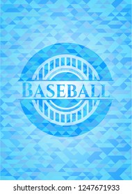 Baseball light blue emblem. Mosaic background