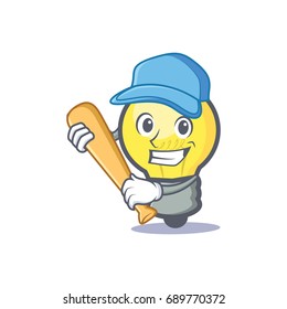 Baseball light bulb character cartoon