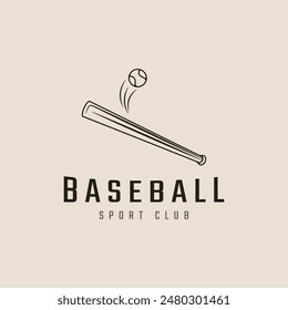 baseball line art logo icon and symbol minimalist game tournament vector illustration design
