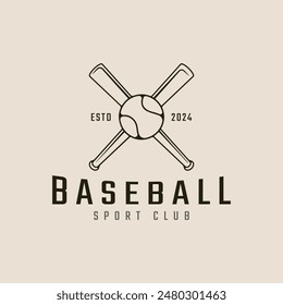 baseball line art logo icon and symbol minimalist game tournament vector illustration design