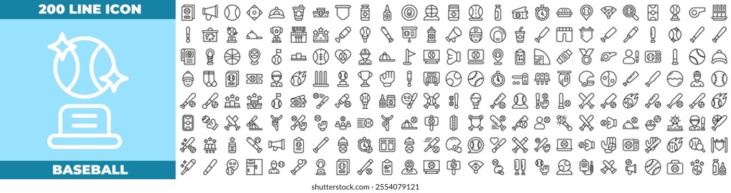 Baseball Line Editable Icons set