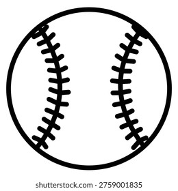 Baseball line icon with classic stitching pattern. Traditional American sport ball outline. Perfect for baseball games, athletics, sports equipment, and recreational activity designs.
.
