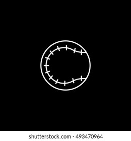 Baseball Line Icon On Black Background