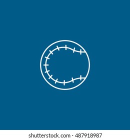 Baseball Line Icon On Blue Background