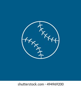 Baseball Line Icon On Blue Background