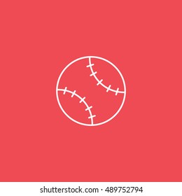 Baseball Line Icon On Red Background