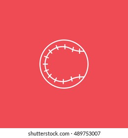 Baseball Line Icon On Red Background
