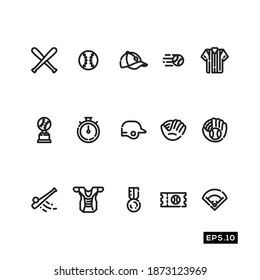 Baseball line Icon set. Baseball Sign logo vector