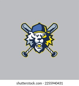 Baseball Lion Mascot logo Vector design