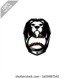Diseño del logo del equipo del león de béisbol. Vector escalable y editable.	

