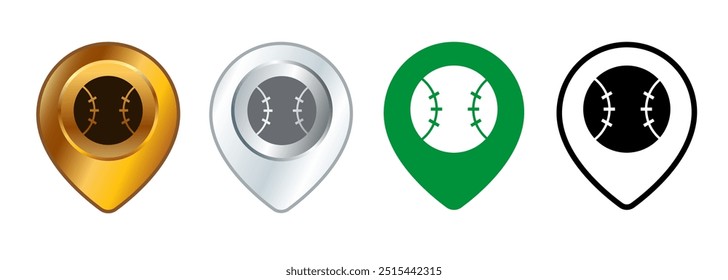 Béisbol ubicación área de campo mapa dirección destino práctica lugar zona deportiva conjunto diseño de colección