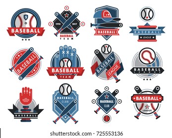 Baseball logo badge sport team or club vector template illustration