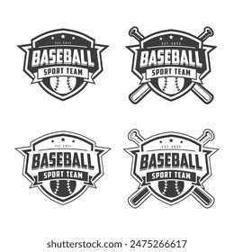 Baseball logo, Badges set of baseball team, emblem set collection, design template on light background