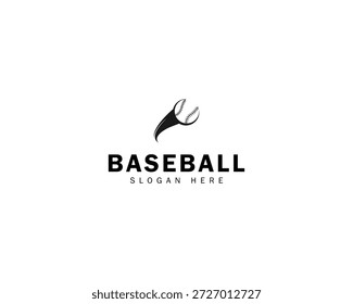 Logotipo de beisebol com bola voando abstrato