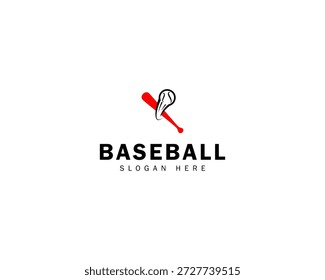 Baseball logo with ball and stick abstract simple