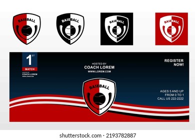 Baseball Logo and Banner Vector Retro Style