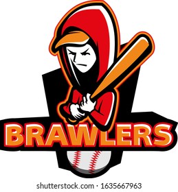 baseball logo brawler club sport pitch league badge player game