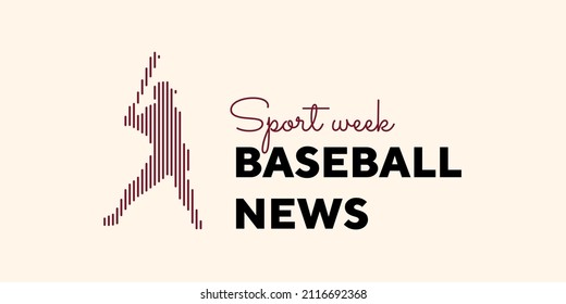 Baseball logo concept. Vector illustration isolated on the yellow. Baseball news icon design.