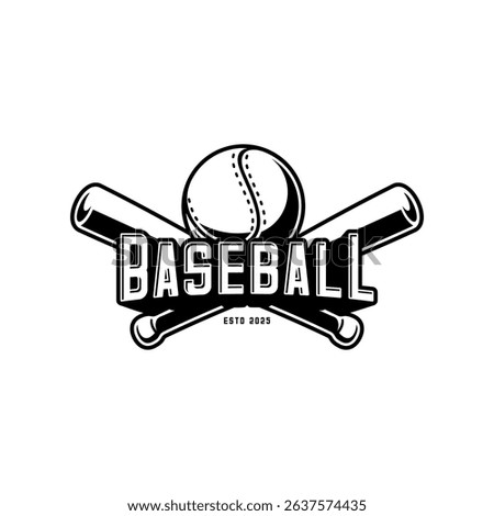 Baseball logo, crossed sticks and ball