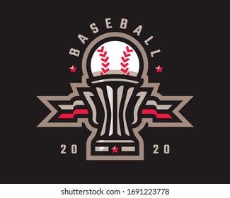 Baseball logo cup design, emblem tournament template editable for your design.