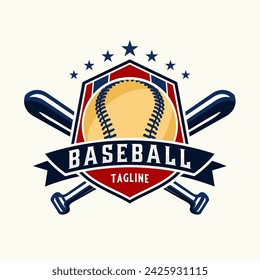 baseball logo design. emblem shape with baseball icon, perfect for baseball team or club