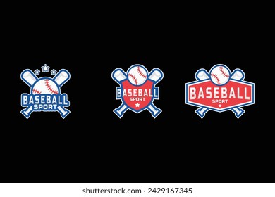 Baseball logo design vector template, baseball logo design badge set collection