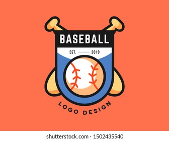 Baseball logo design vector. vintage style logo.
