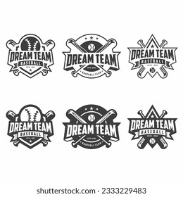 Baseball logo, emblem set collection, design template on light background