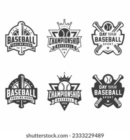 Baseball logo, emblem set collection, design template on light background