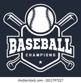 Baseball logo in flat style. Bats and Ball, sports equipment. Sport games. Emblem, badge. Vector illustration.