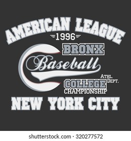Baseball Logo - graphics for t-shirt, Vector Lettering sport emblem