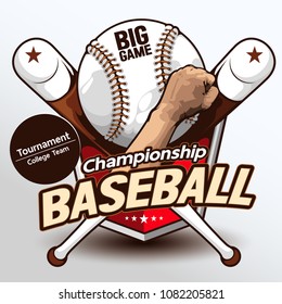 Baseball logo, hand drawn, drawing image vector illustration.