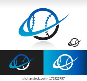Baseball Logo Icon With Swoosh Graphic Element
