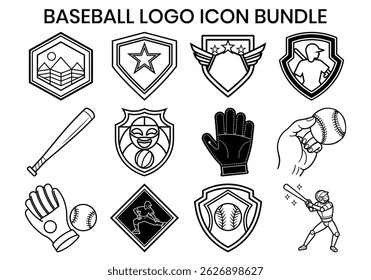 Baseball logo icon Vector Silhouette Bundle 