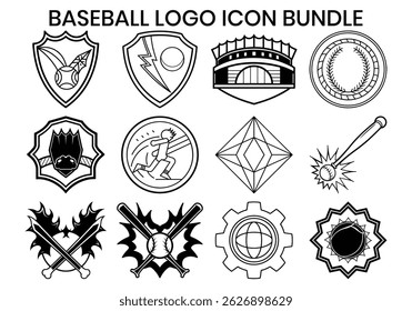Baseball logo icon Vector Silhouette Bundle 