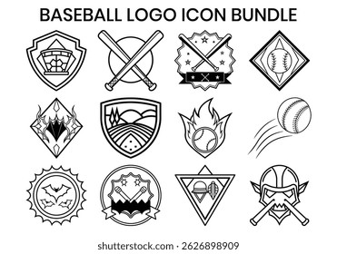 Baseball logo icon Vector Silhouette Bundle 