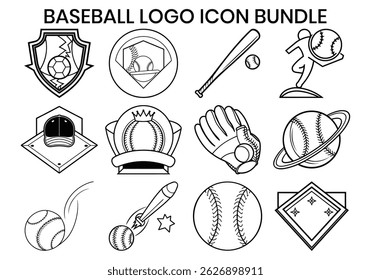 Baseball logo icon Vector Silhouette Bundle 