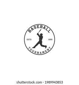 baseball logo with illustration of a player trying to hit the ball