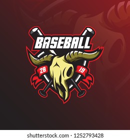 baseball logo mascot  design vector with modern illustration concept style for badge, emblem and tshirt printing. baseball illustration with head goats and sticks.