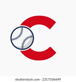 Logo De Béisbol En Plantilla De Vector Letra C