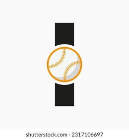 Baseball-Logo auf Letter I-Vektorvorlage